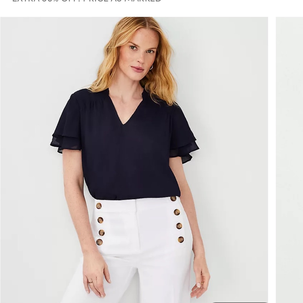 NWT Ann Taylor Smocked Neck Blouse